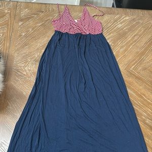 Promesa Stretchy Navy and Fuchsia Maxi Dress, M